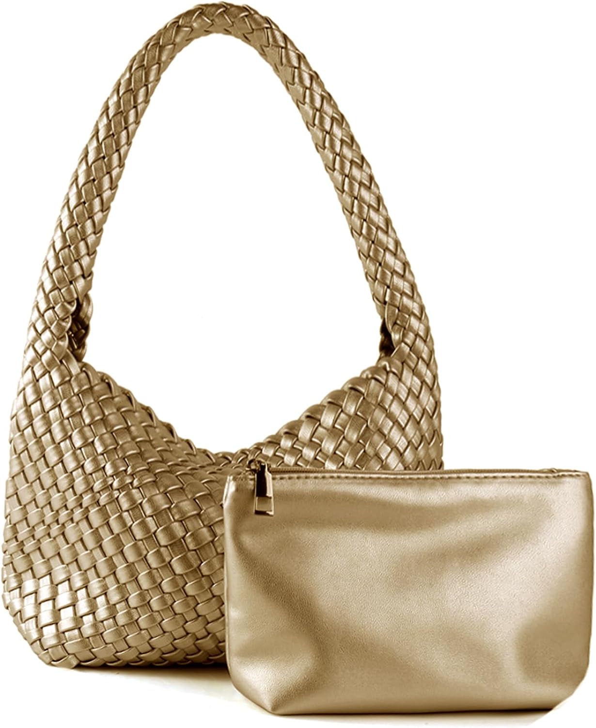 Soledad | Bolso de piel suave tejida - Carmen Modas Oro / Pequeño