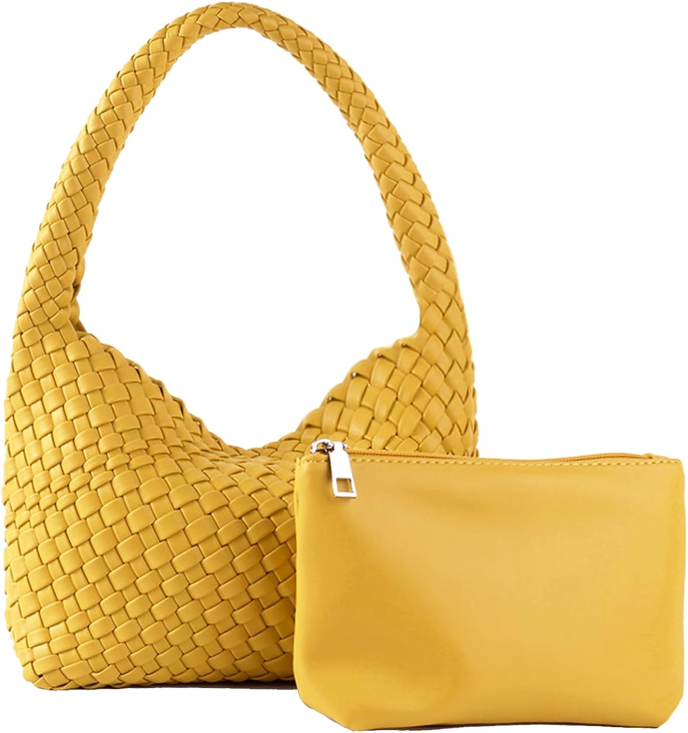 Soledad | Bolso de piel suave tejida - Carmen Modas Amarillo / Pequeño