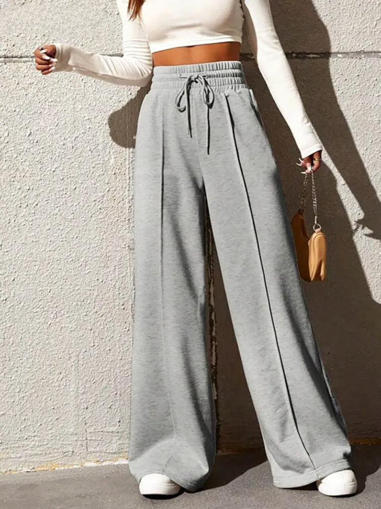 Seraphina | Sweat Street Wide Pants - Gray / S - AMVIM