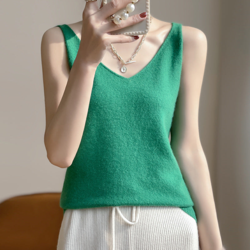 Vivienne | Jersey con cuello en V - Carmen Modas Verde / S